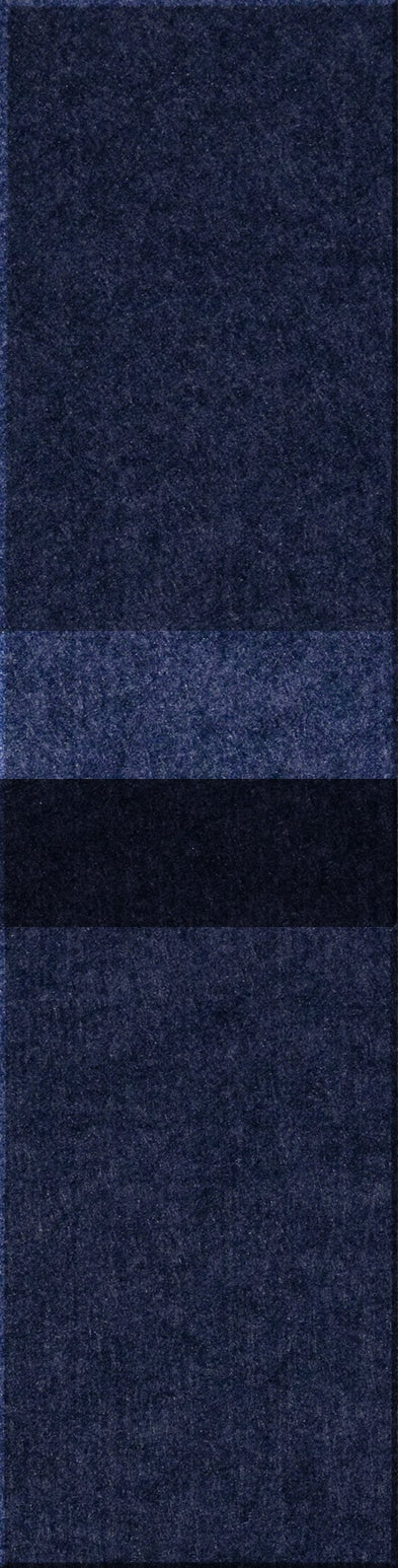 Dark blue textured tiles arranged vertically with a black band dividing the sections.