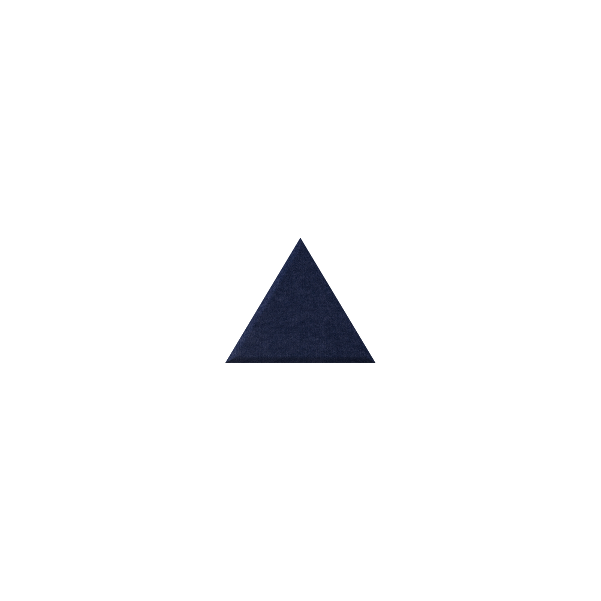 A small dark navy blue triangle centered on a plain white background.