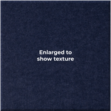 A close-up of a dark navy blue textured material with the centered white text 'Enlarged to show texture'.