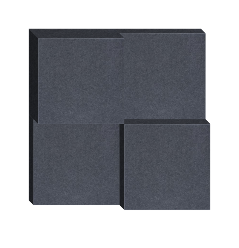 Three-dimensional arrangement of dark gray rectangular blocks in staggered formation.