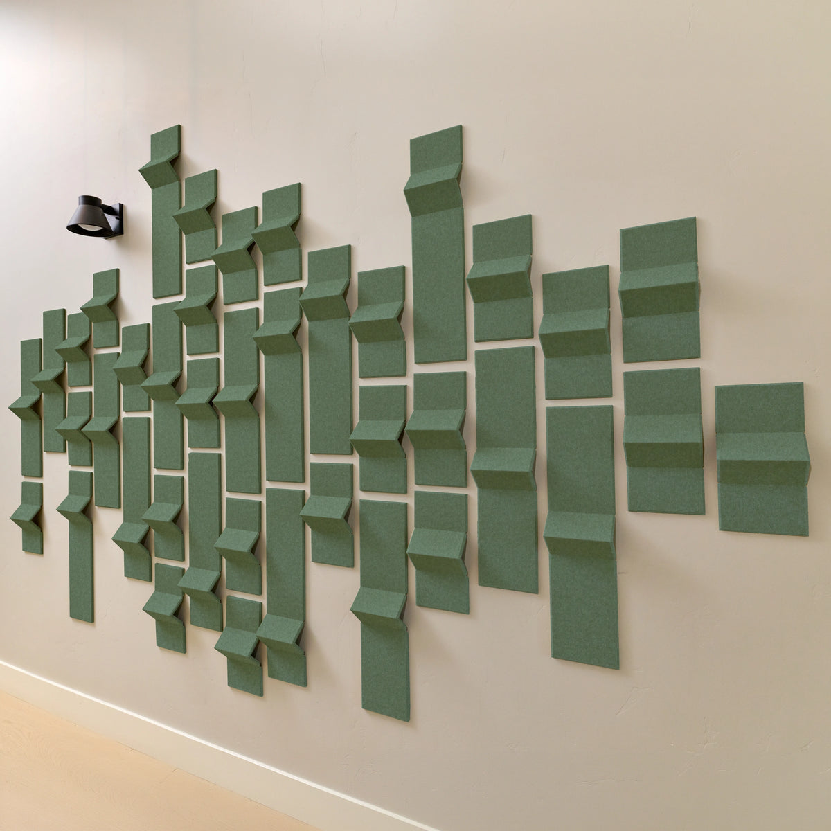 green acoustic felt wall tiles with 3D dimension 