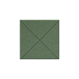 A square green textured panel with a stitched geometric pattern of intersecting diagonals, shown against a plain white background.