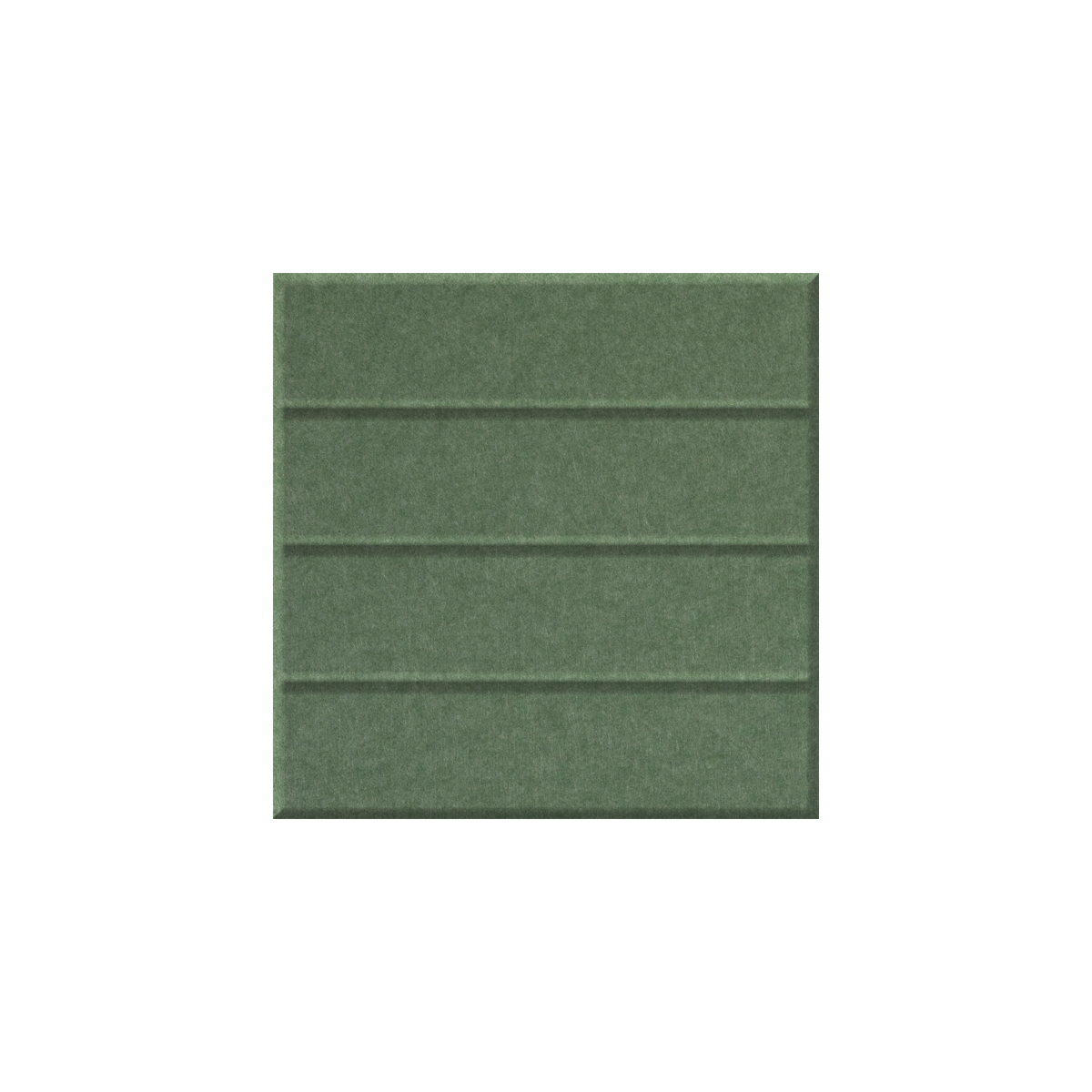 A square green textured tile or panel with horizontal grooved lines, centered on a plain white background.