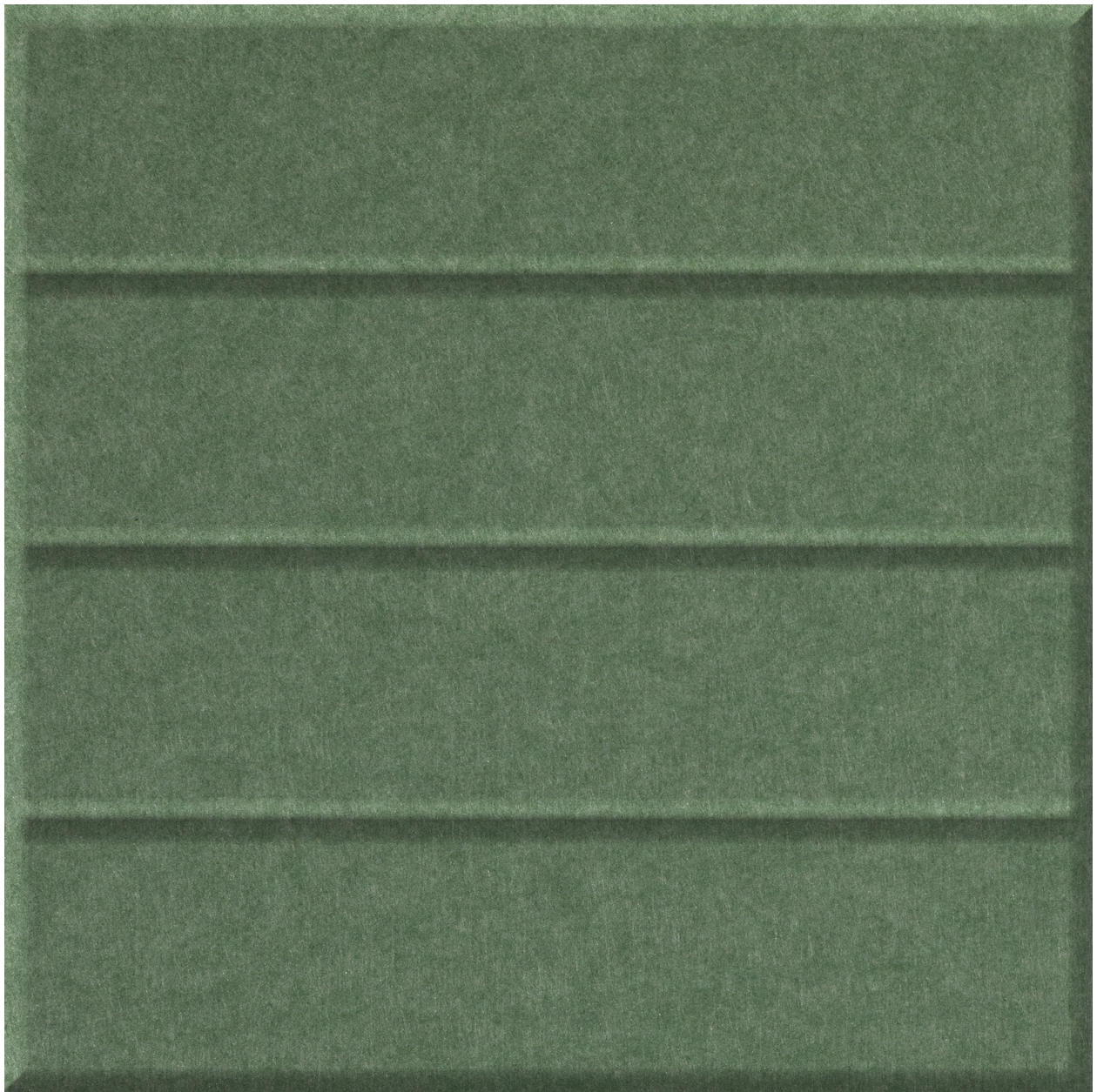 Matte sage green tile with horizontal grooves dividing the surface into four rectangular sections.