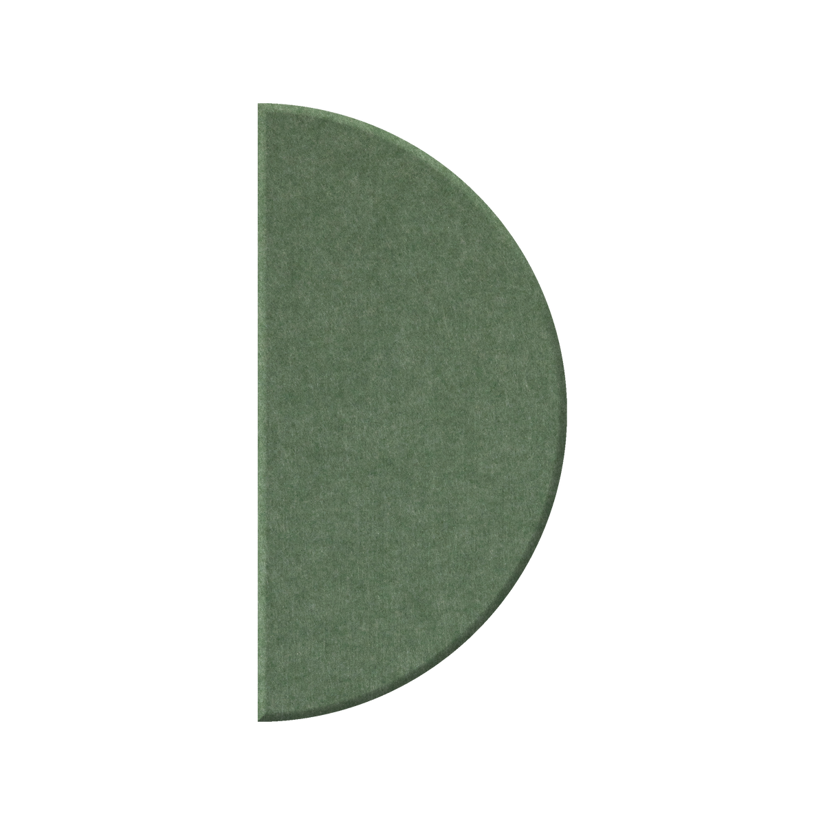 A green semi-circular felt pad or cushion shown against a plain white background.