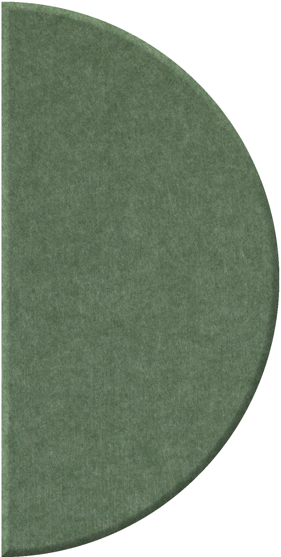 Sage green half-circle tile with matte finish and speckled texture.