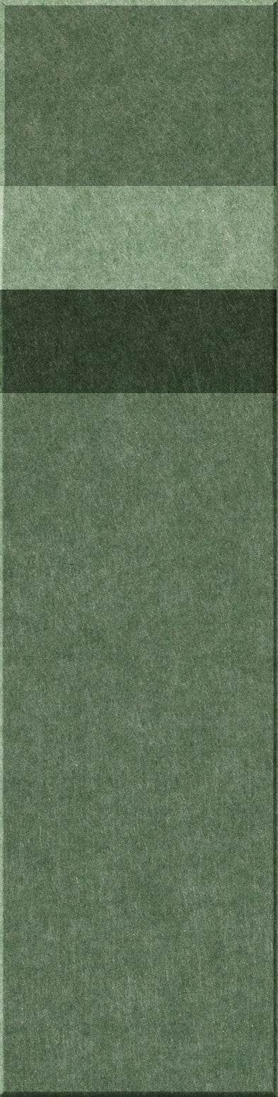 Four rectangular tiles in varying shades of green with textured surfaces arranged vertically.