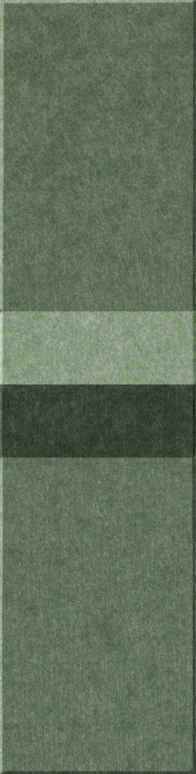 Four rectangular tiles in varying shades of green with textured surfaces arranged vertically.