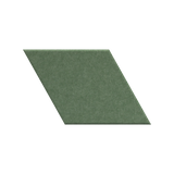 A single flat parallelogram-shaped swatch in muted sage green on a plain white background.
