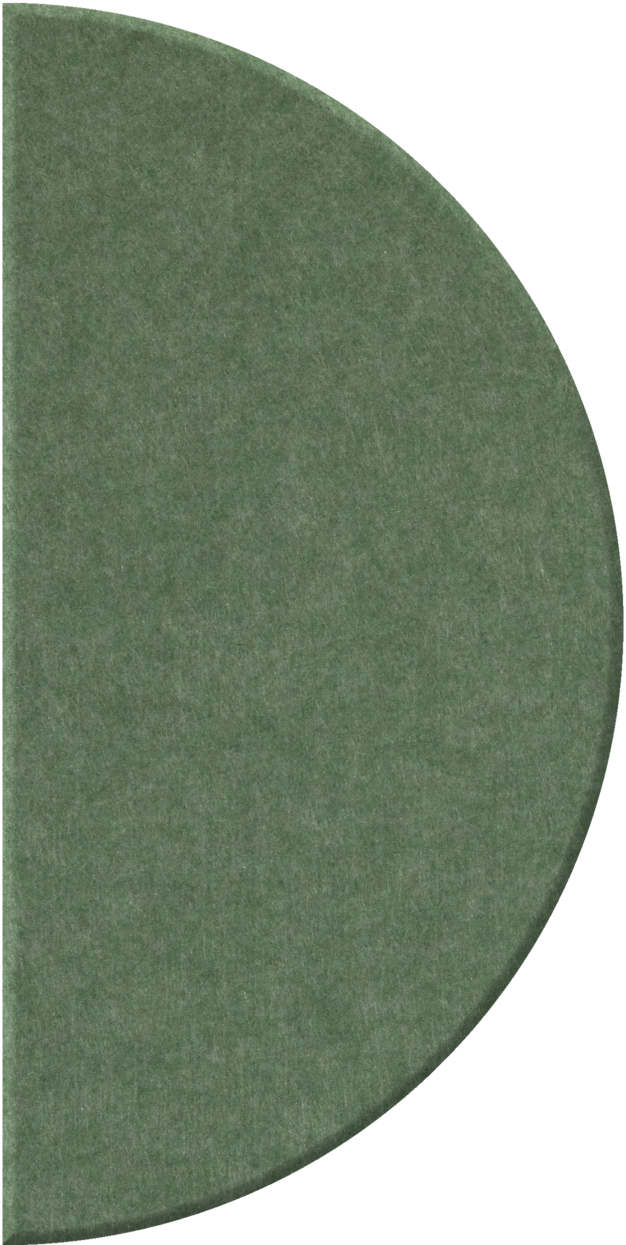 Green half-circle tile with matte textured surface and curved edge.