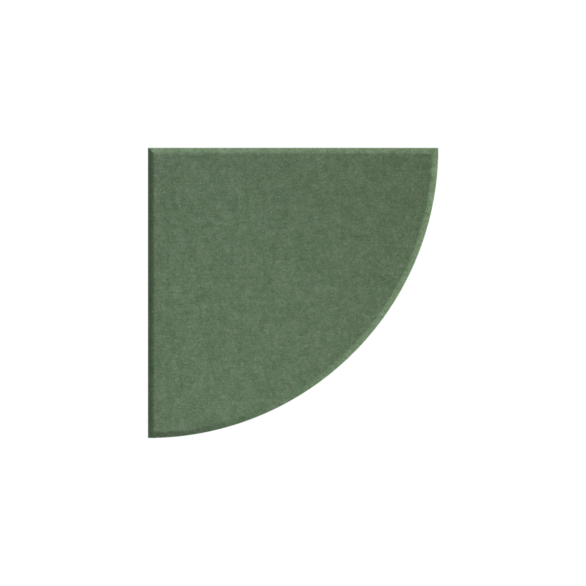 A single quarter-circle or quadrant-shaped green textured material sample centered on a plain white background.