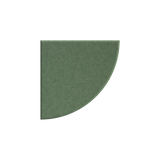 A single quarter-circle or quadrant-shaped green textured material sample centered on a plain white background.