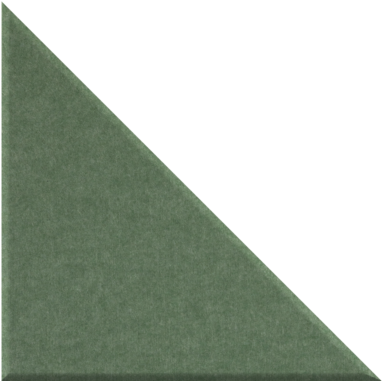 Green right-angled triangle tile with matte textured finish.