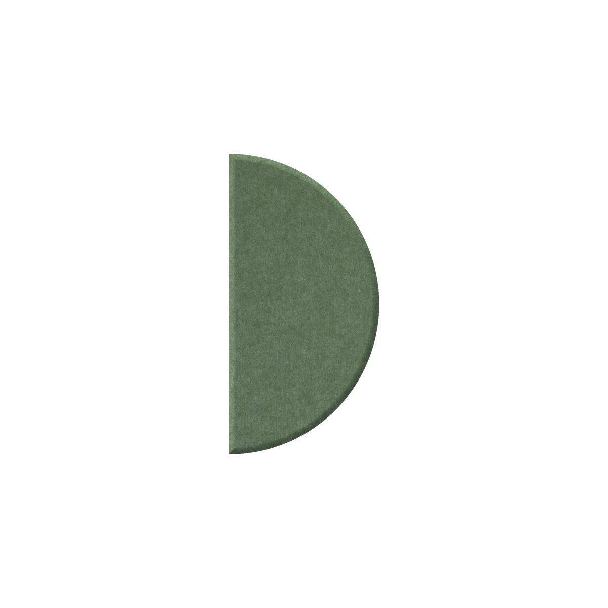A single green semicircle or half-donut-shaped object with a textured surface, centered on a plain white background.
