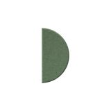 A single green semicircle or half-donut-shaped object with a textured surface, centered on a plain white background.