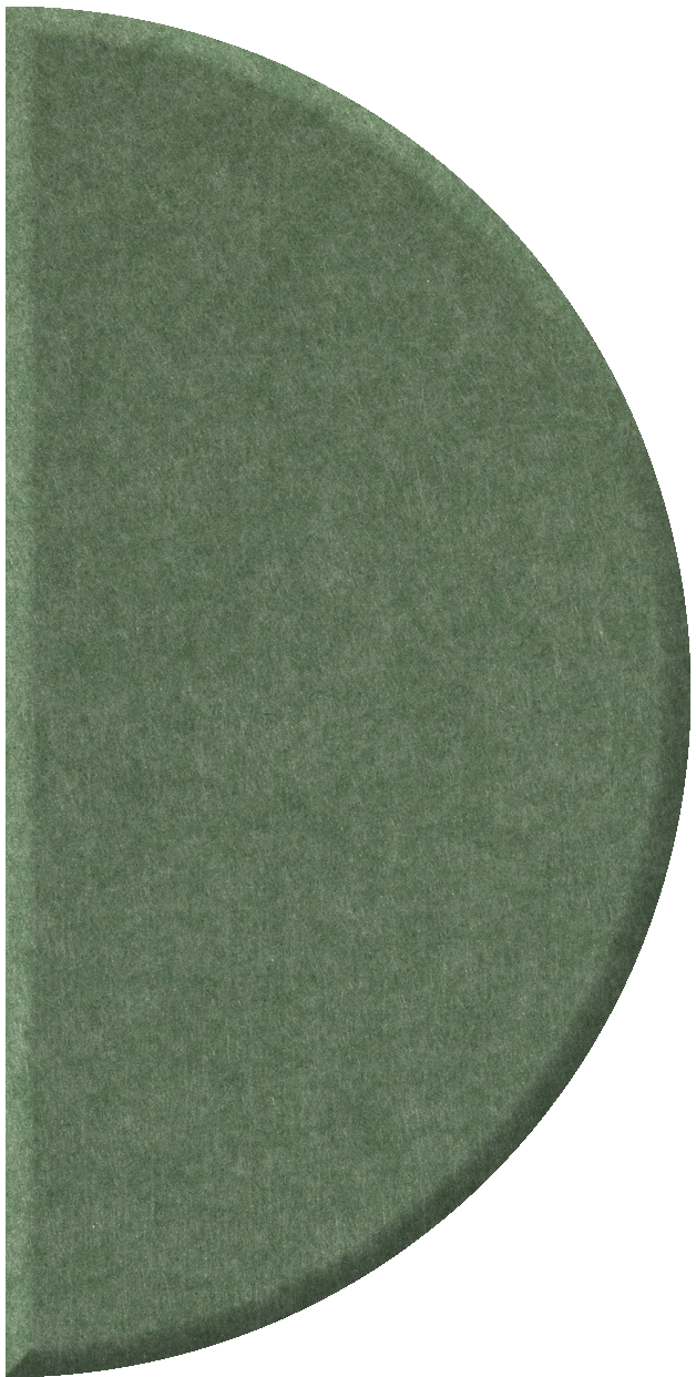 Green half circle tile with textured matte surface.