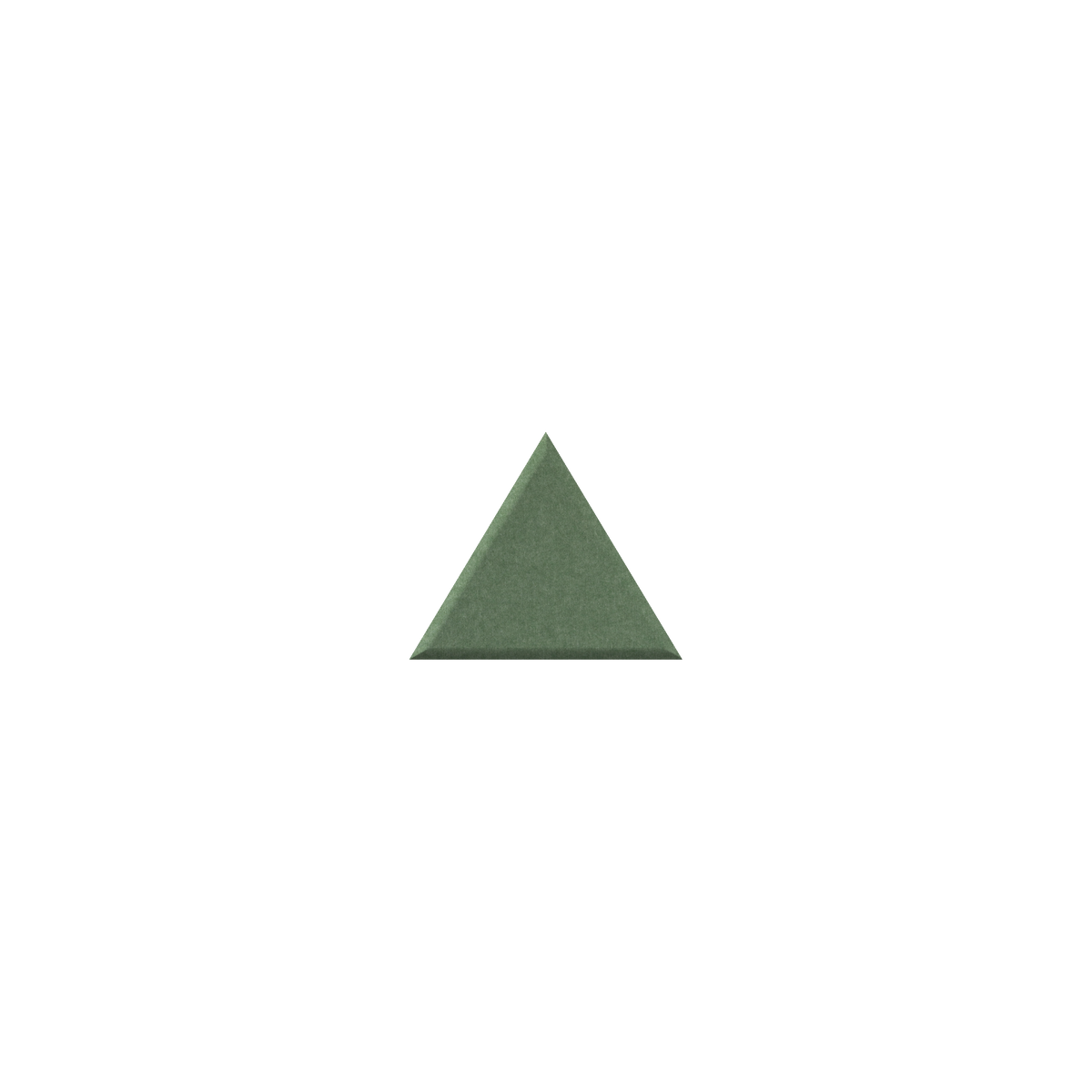 A small flat green triangle centered on a plain white background.