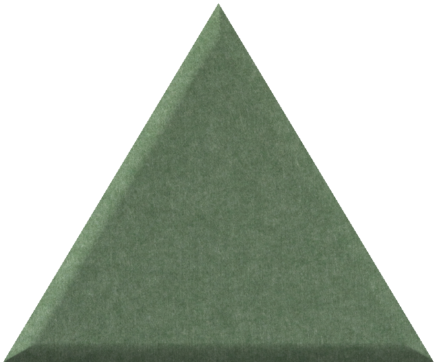 Sage green equilateral triangle tile with textured matte finish.