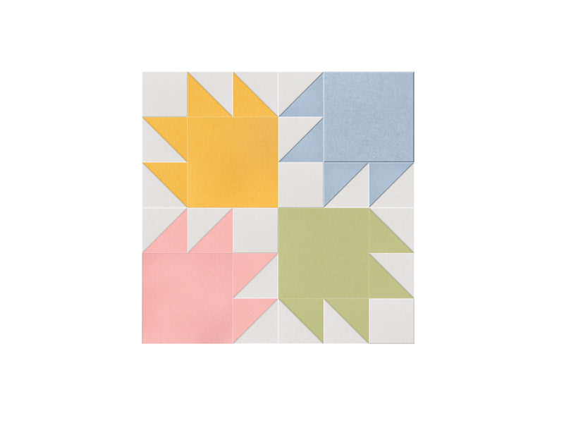 Colorful geometric tile pattern on a white background