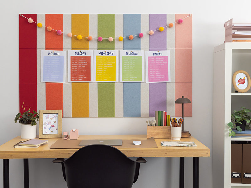 Pastel Rainbow Pinstripe Bulletin Board