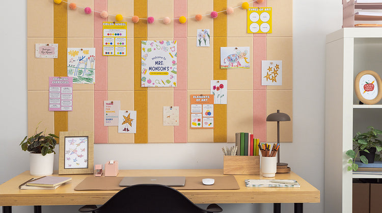 Peach Pinstripe Bulletin Board