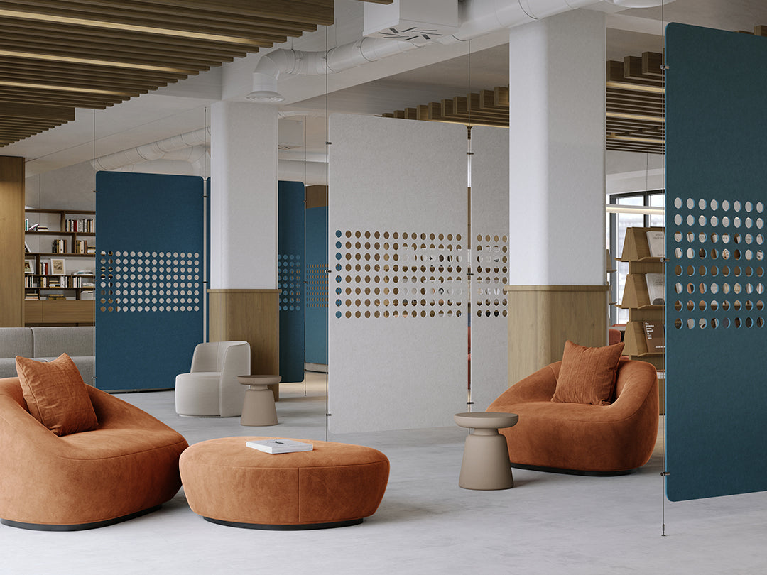 modern blue library scene