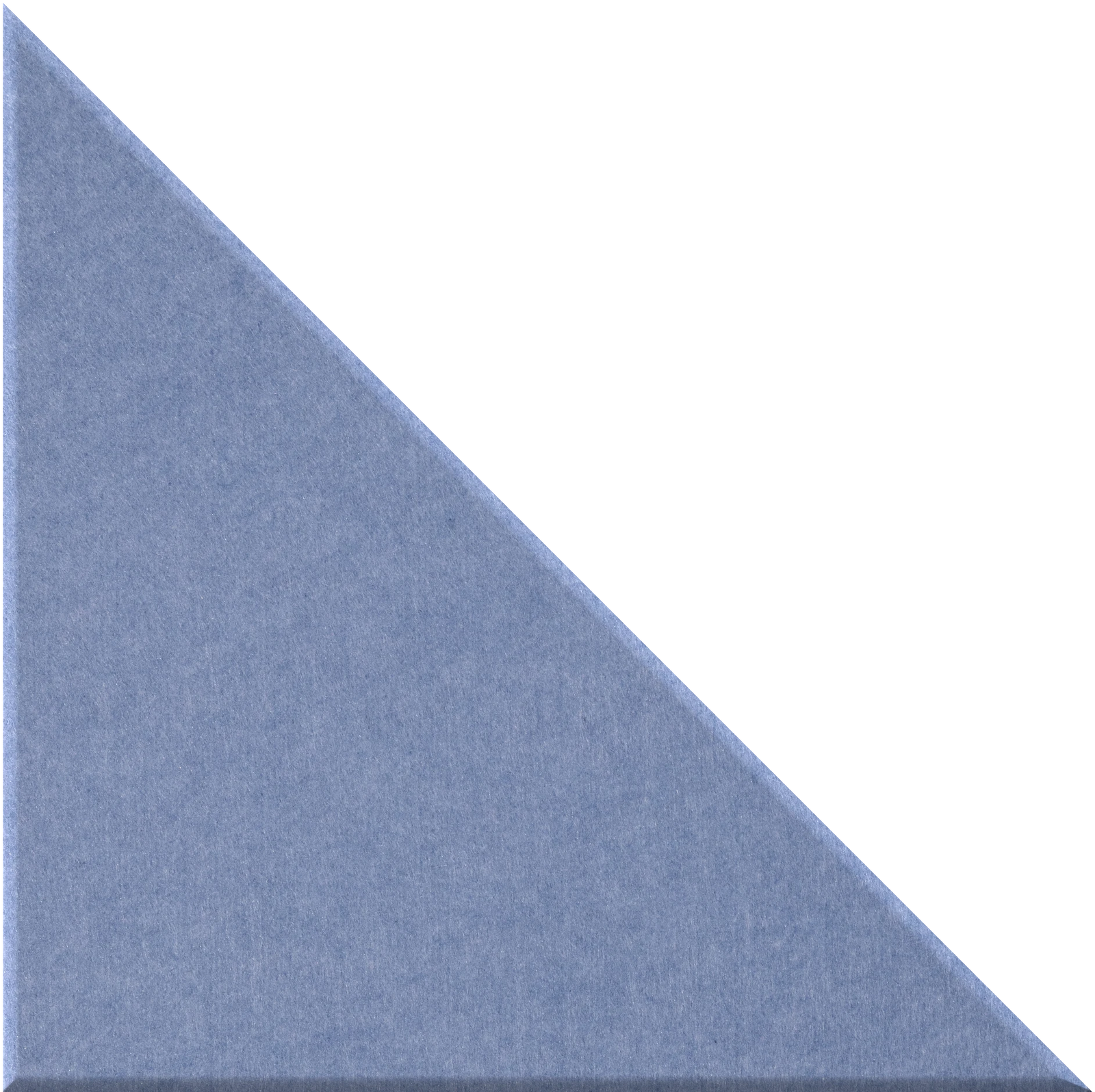 Blue triangle tile with matte finish and right angle corner.
