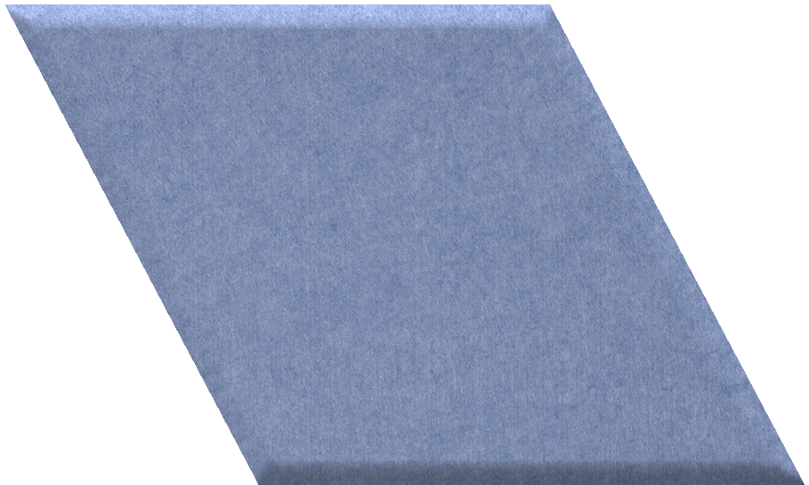 Blue diamond-shaped tile with matte finish and beveled edge.