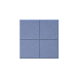 A square textured panel with a four-quadrant grid pattern in a muted periwinkle blue color, isolated on a solid white background.