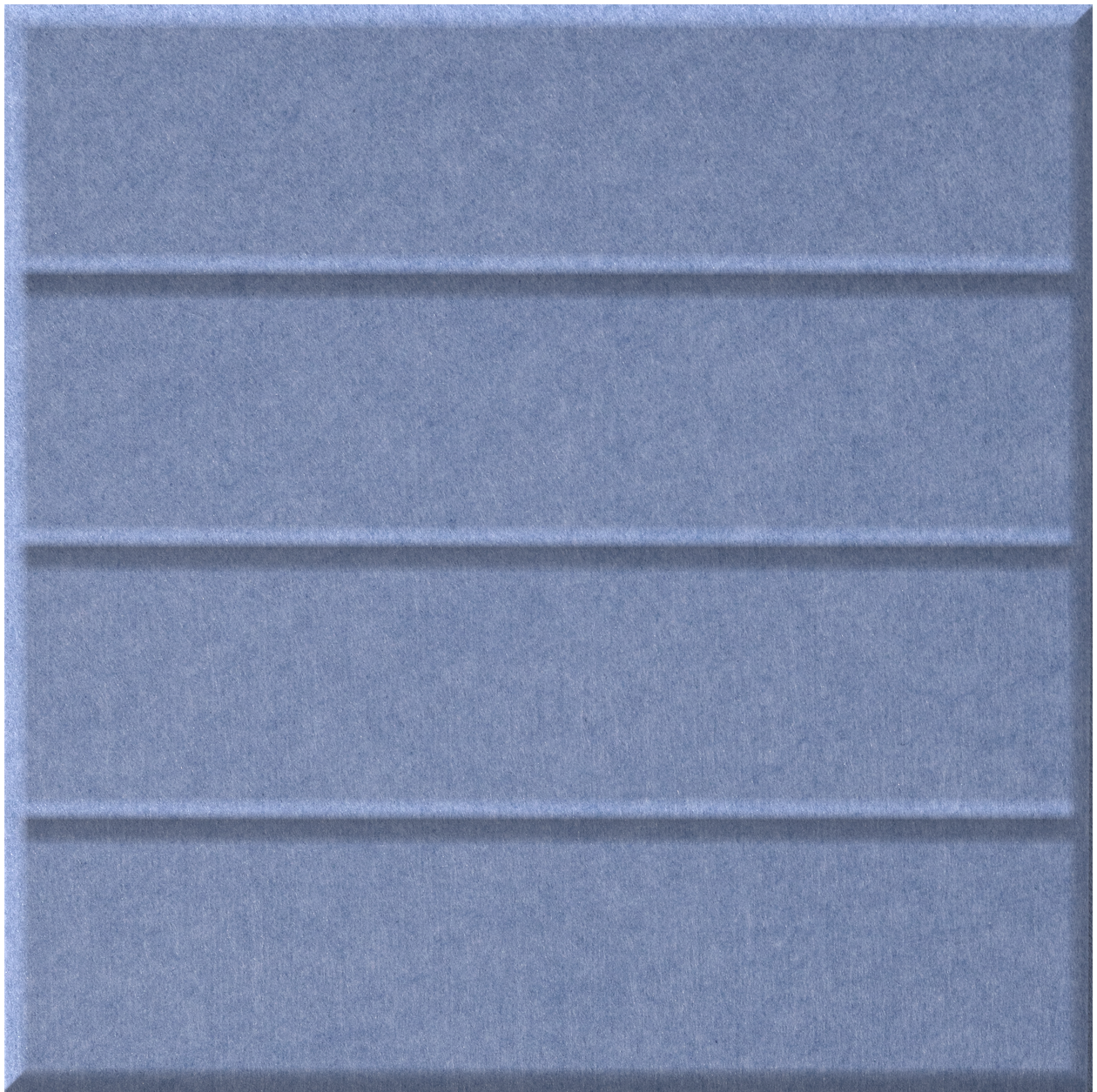 Blue tile with horizontal textured stripes and matte finish surface.