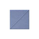 A square textured material swatch in a muted dusty blue color, featuring a diagonal stitched seam from the top-left corner, shown against a plain white background.