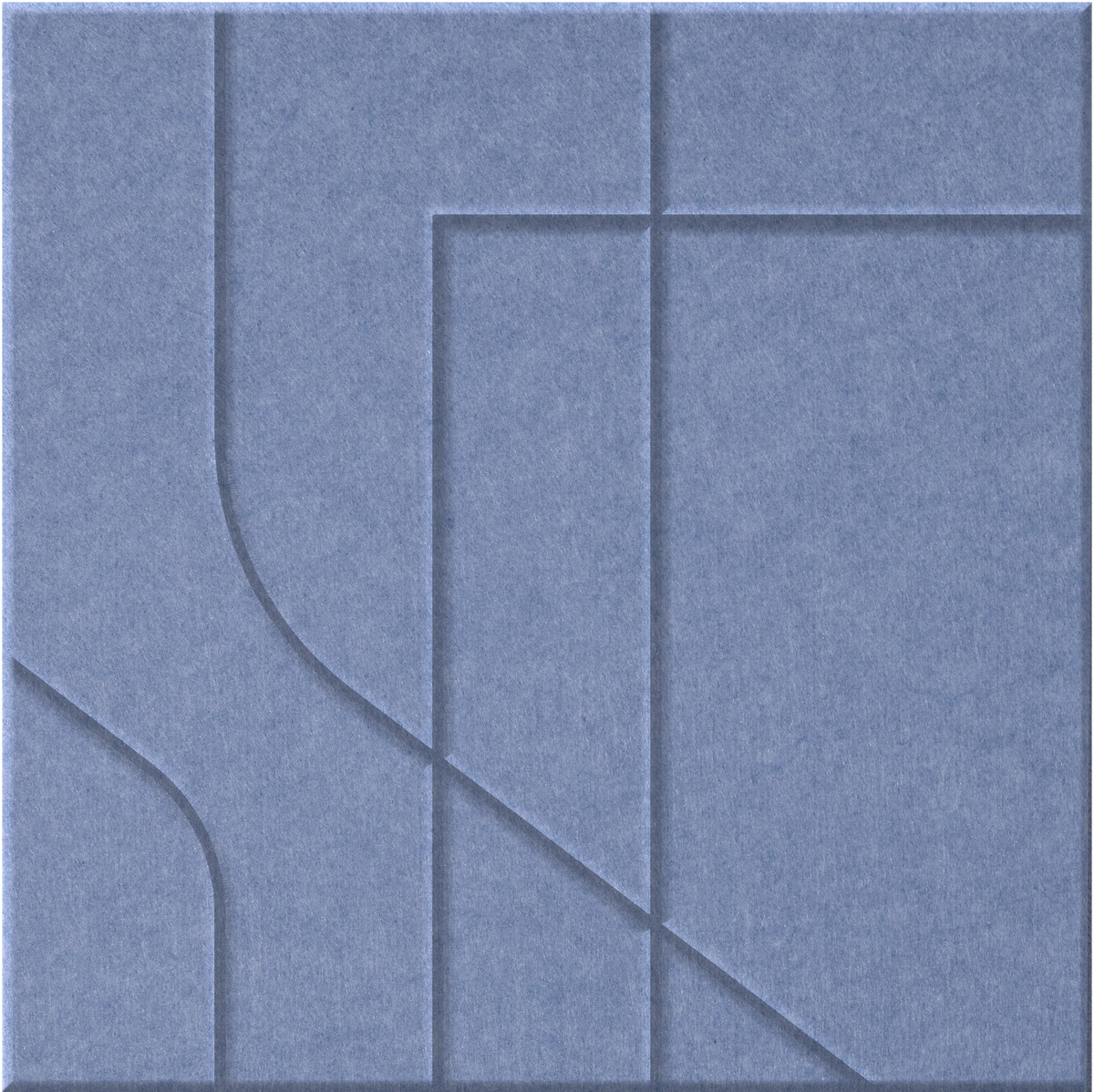 Periwinkle 9mm Engraved Subway felt sample with offset stepped line grooves