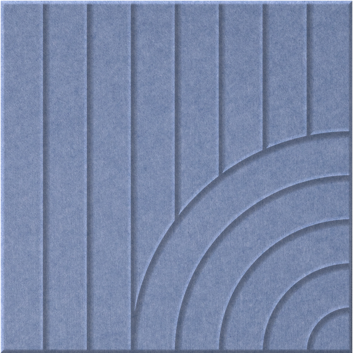 Periwinkle 9mm Engraved Tangent felt sample with concentric quarter circle grooves
