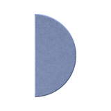 A single blue semicircle-shaped felt or fabric panel with a textured surface, isolated on a solid white background.