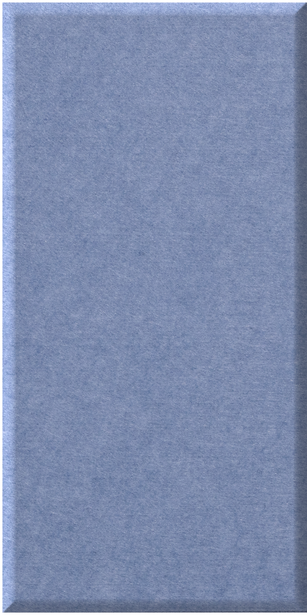 Blue-gray ceramic tile with subtle texture and beveled edge, displayed vertically.