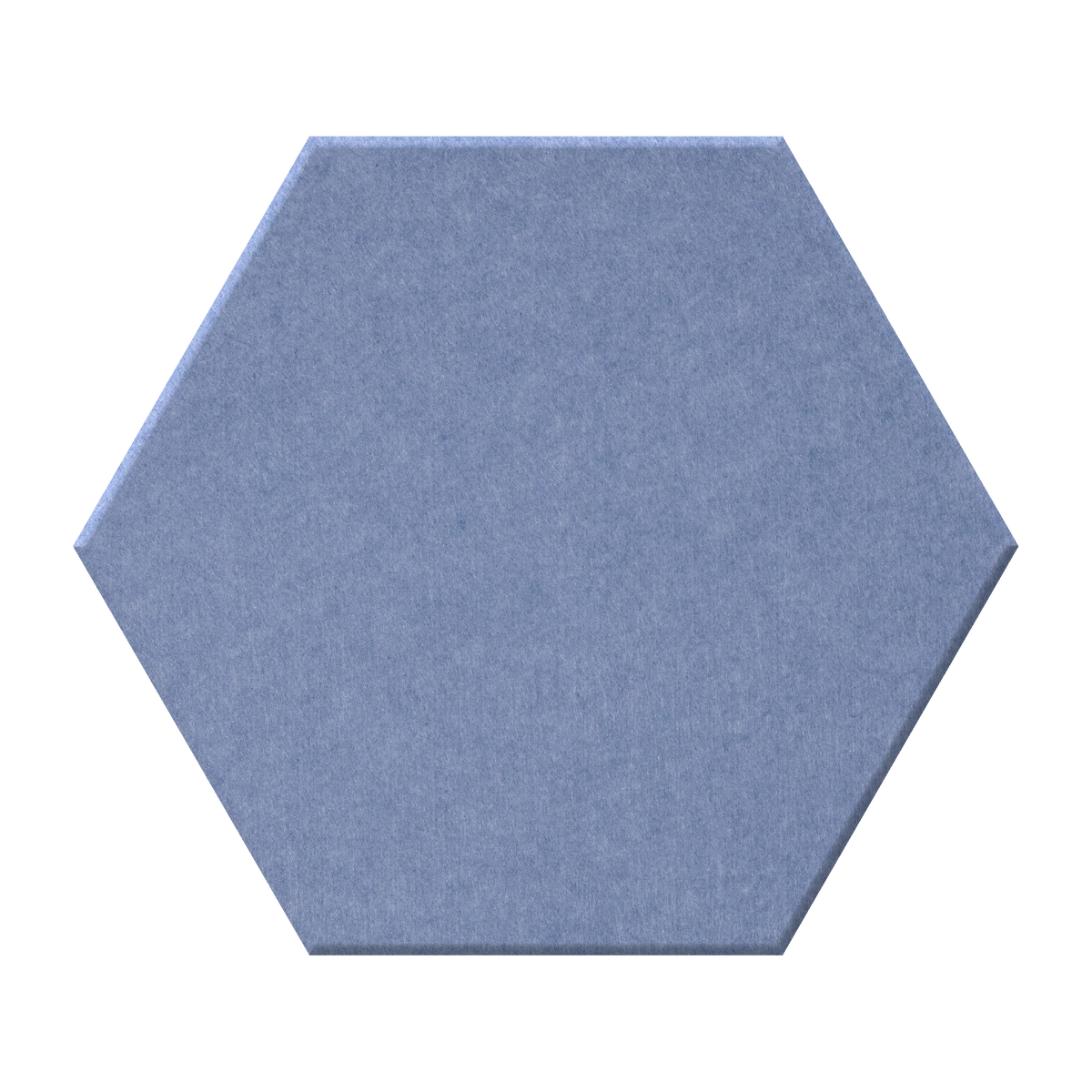Blue hexagon with white background.