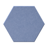 Blue hexagon with white background.