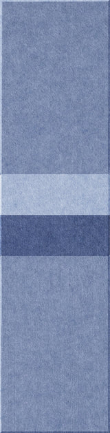 Blue textured tile with horizontal color-blocking stripes in varying shades of blue and light gray.