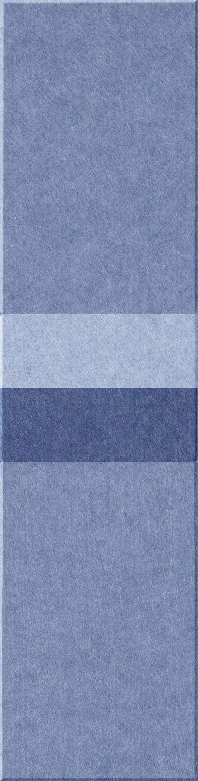 Blue textured tile with horizontal color-blocking stripes in varying shades of blue and light gray.