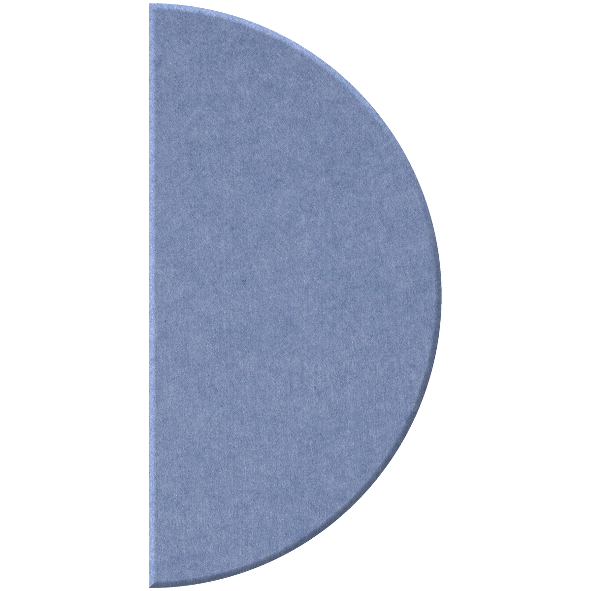 A semi-circular, half-dome shaped rug in a dusty periwinkle blue color, shown against a plain white background.
