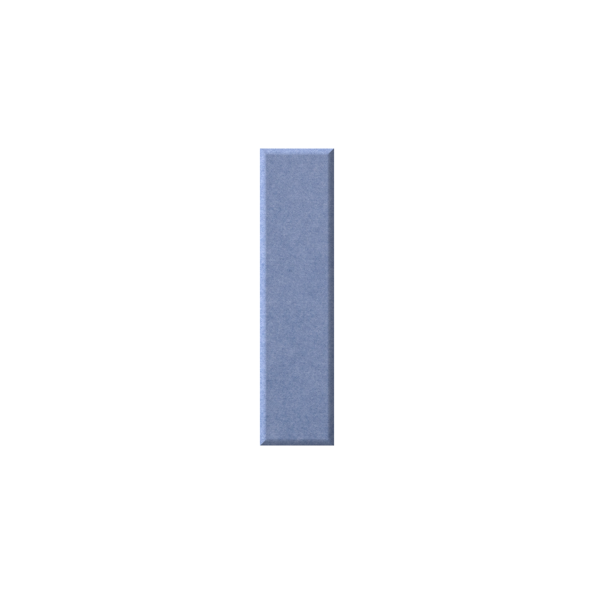A single vertical rectangular bar in a muted periwinkle or dusty blue color, centered on a solid white background.
