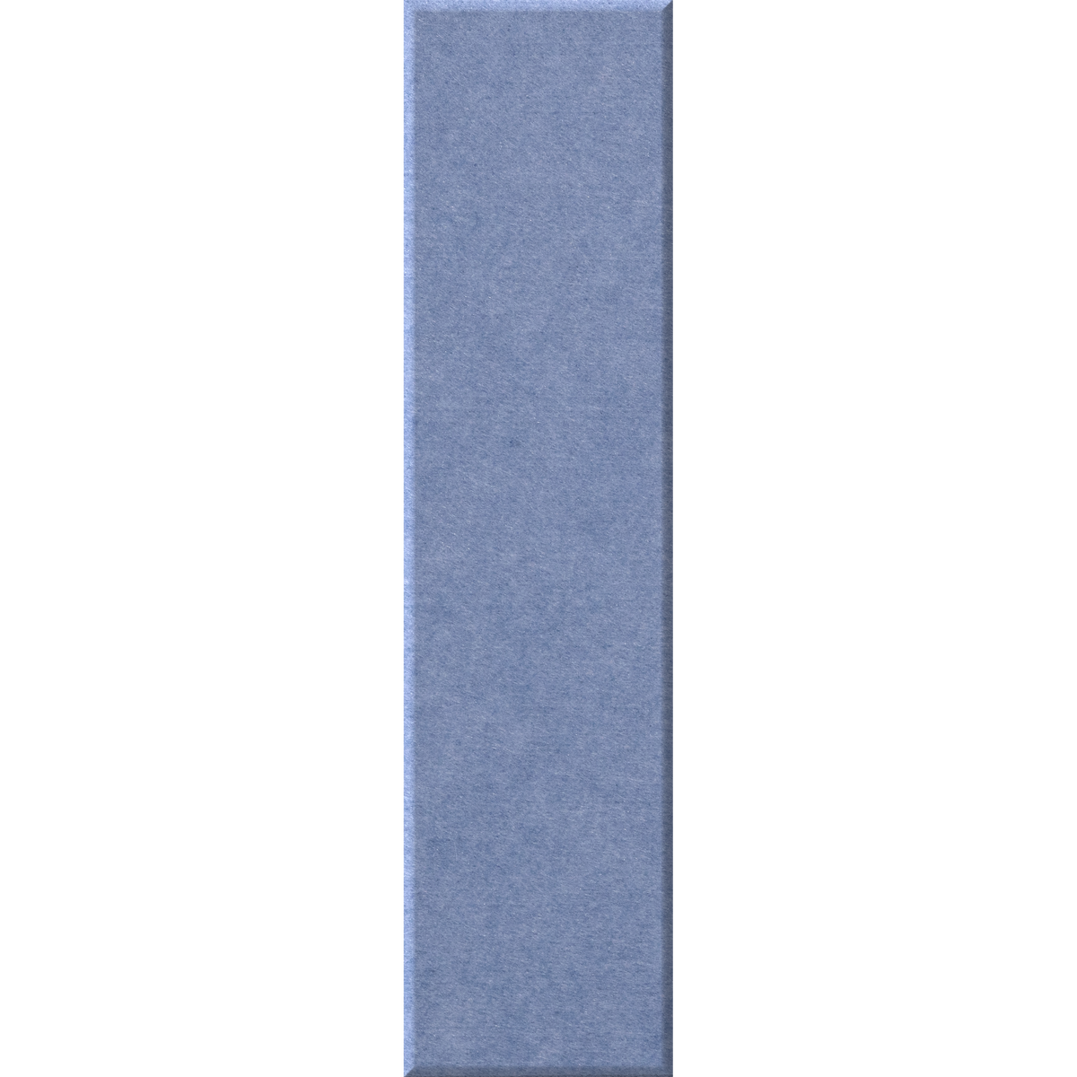 A vertical rectangular swatch of textured fabric or material in a muted dusty blue color, centered on a plain white background.
