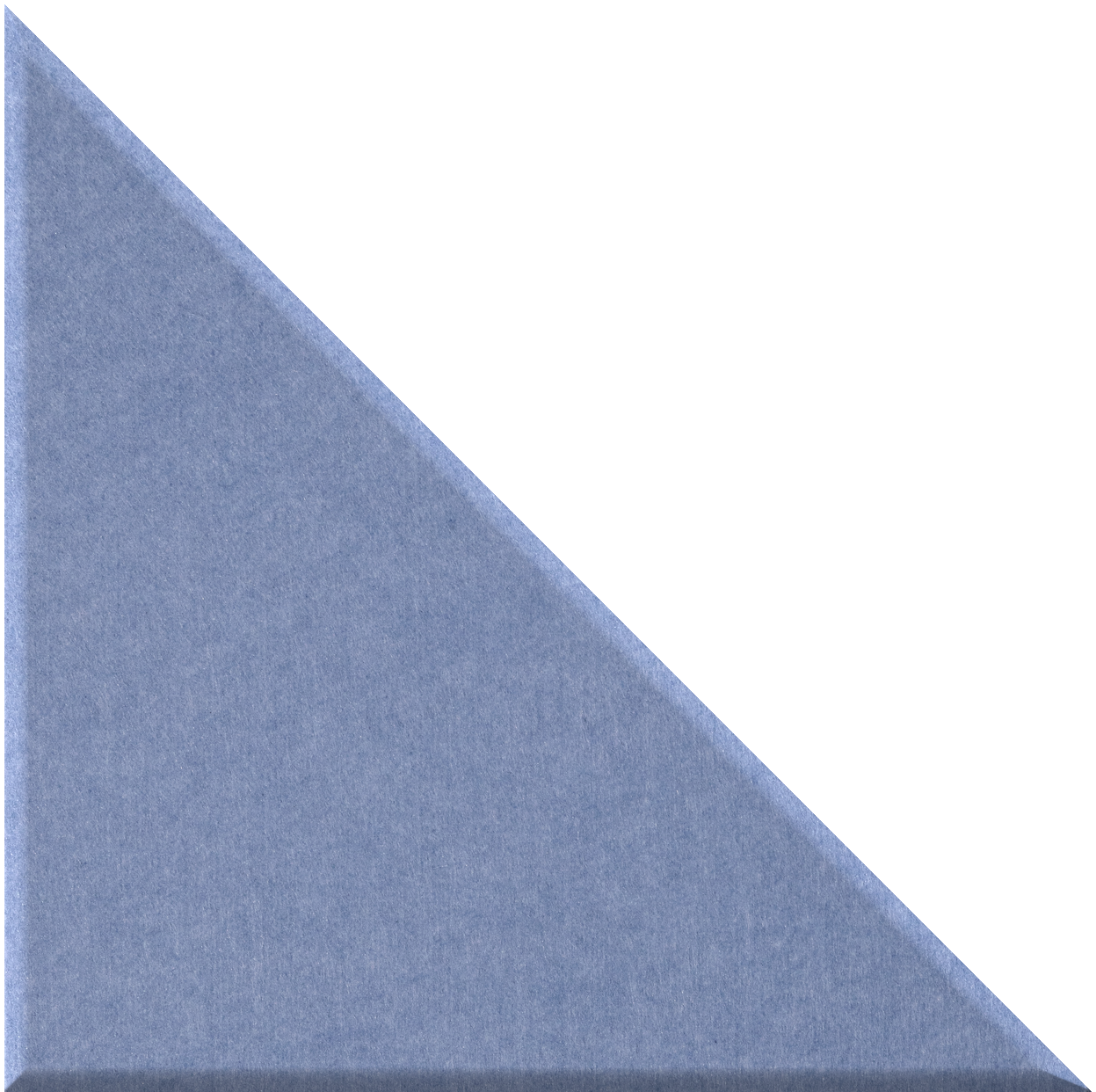 Blue right-angled triangle tile with matte finish surface.