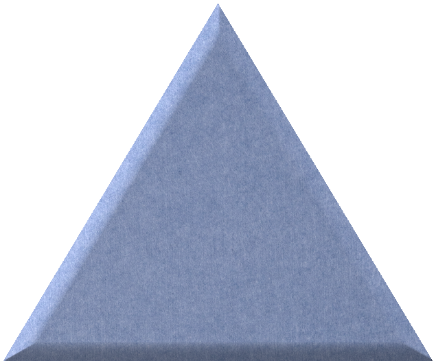 Blue triangle tile with textured matte surface and beveled edges.