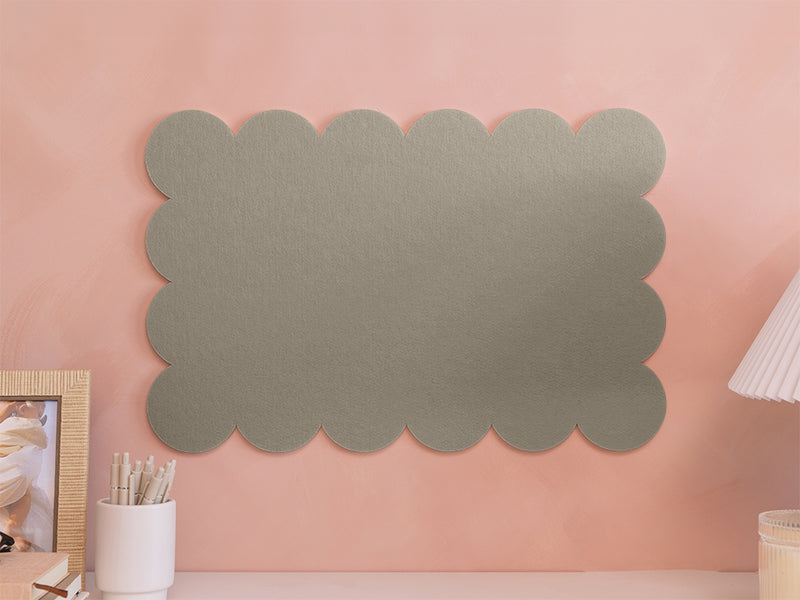 ash gray colored scalloped pinboard
