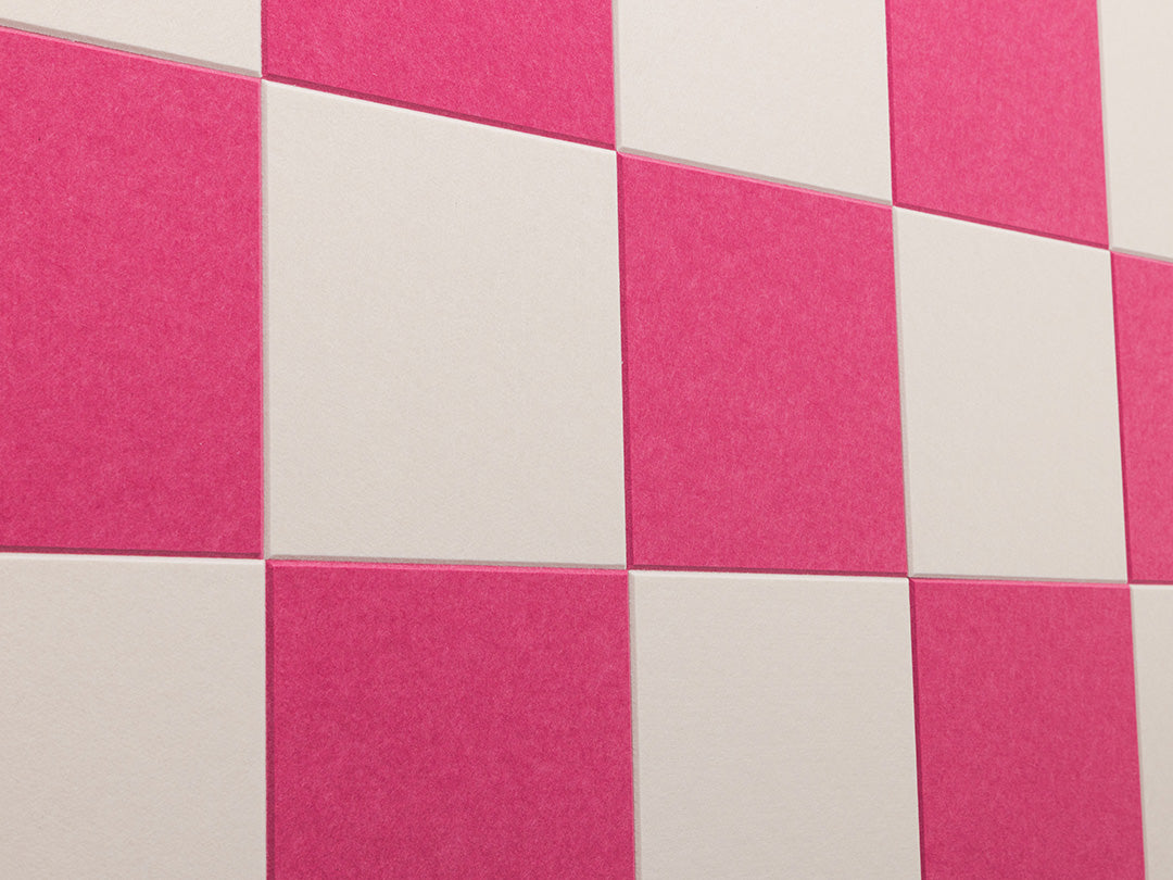 Checkered pattern with pink and white squares