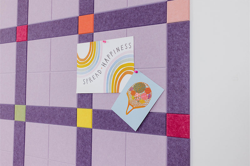 Acoustic Felt Right Pinboard in Plaid Multicolor Pattern