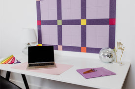 Acoustic Felt Right Pinboard in Plaid Multicolor Pattern