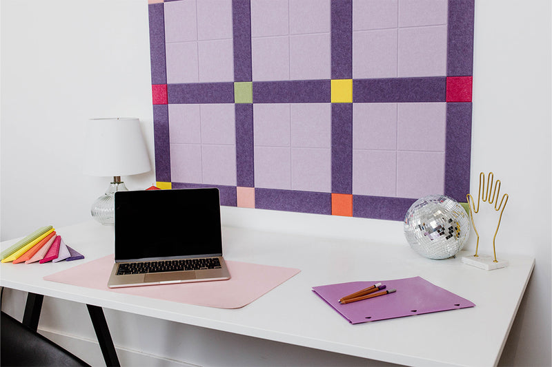 Acoustic Felt Right Pinboard in Plaid Multicolor Pattern