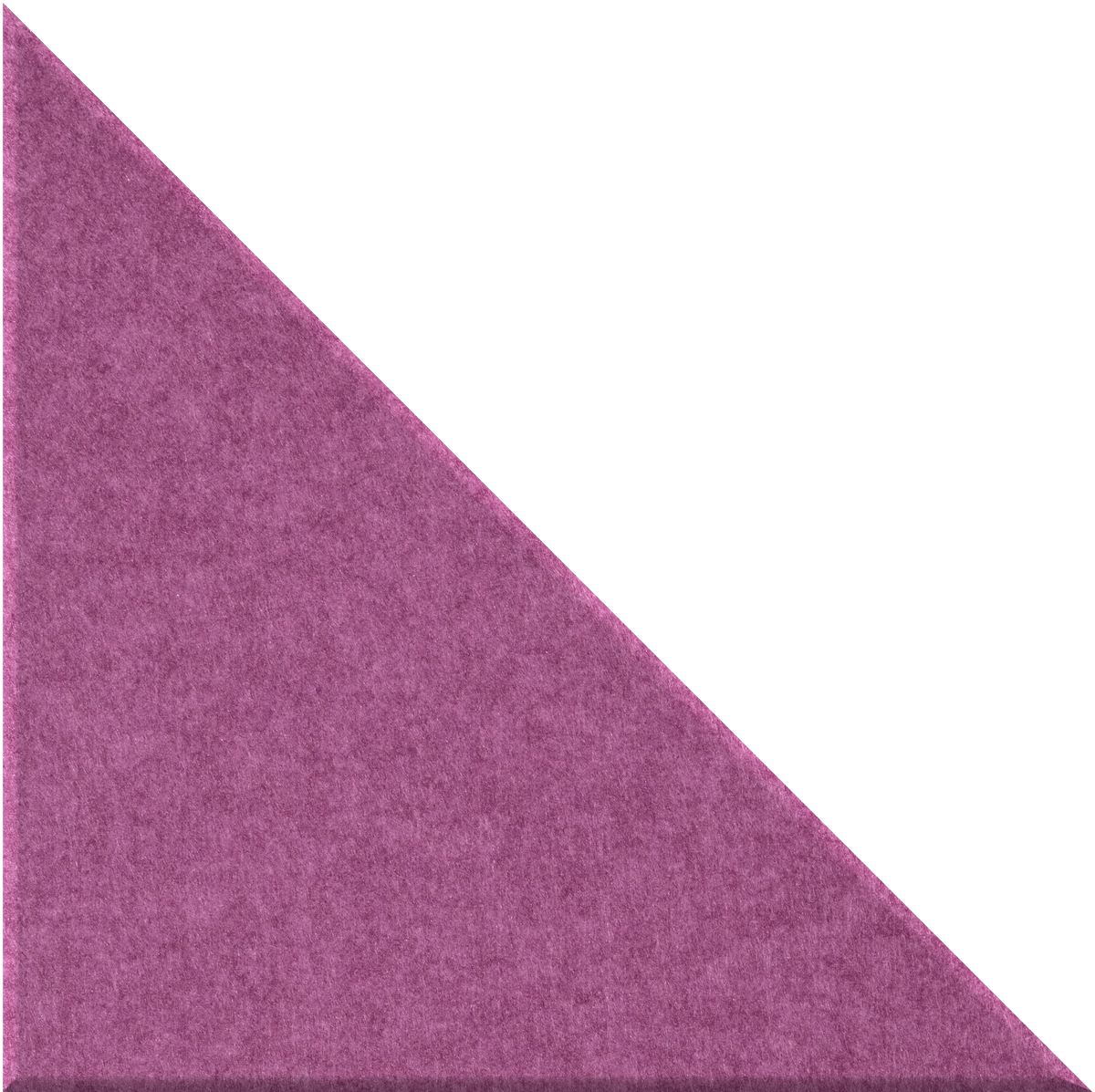 Mauve right-angled triangular tile with textured surface.